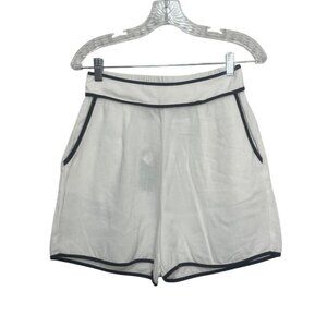 Monteau Los Angeles Shorts Medium White Black Trim New Elastic Waistband Pockets